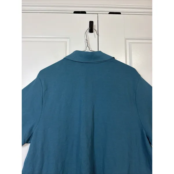 Athleta Pique Short Sleeve Polo Women 1X‎ Teal Blue Button Neck Athletic Top - Image 8
