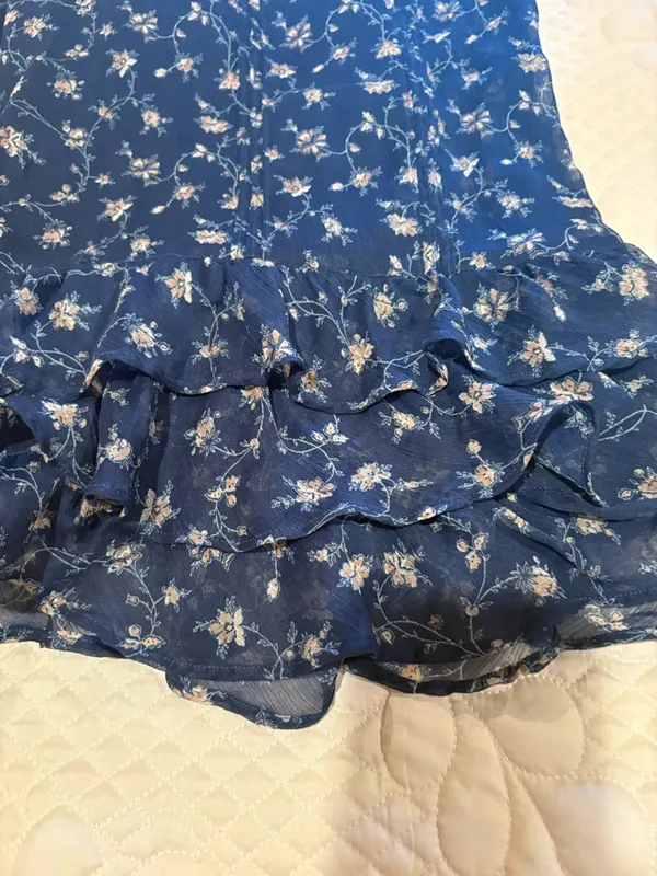 Abercrombie & Fitch floral drop-waist mini dress blue floral women’s M vintage - Image 11