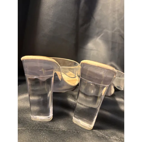 Dream‎ Pairs Clear Strap Block Heel Slide Sandals Nude Beige Size 8 like 9 - Image 4