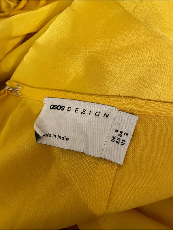 NWT ASOS Yellow Embroidered Bodice Satin Bias Midi Dress Size 2 - Image 10