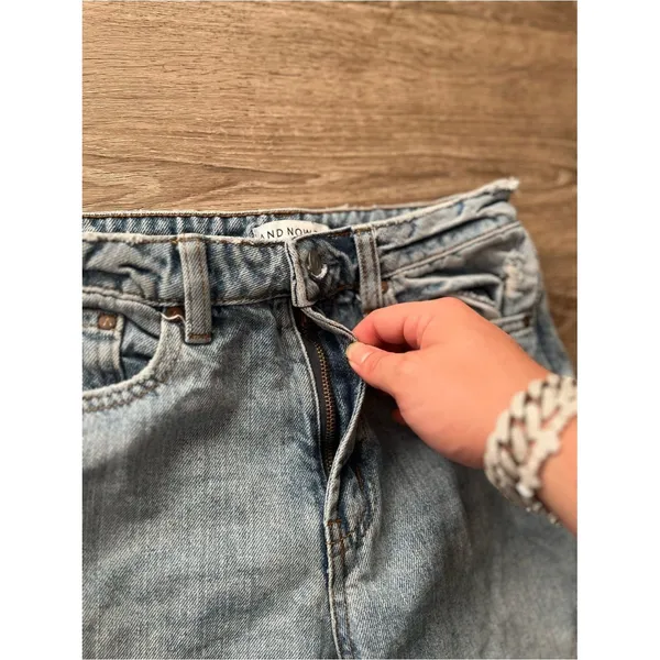 And Now This Distressed Mom Straight Leg Jeans Womens 24 Light Acid Wash Ripped - Image 7
