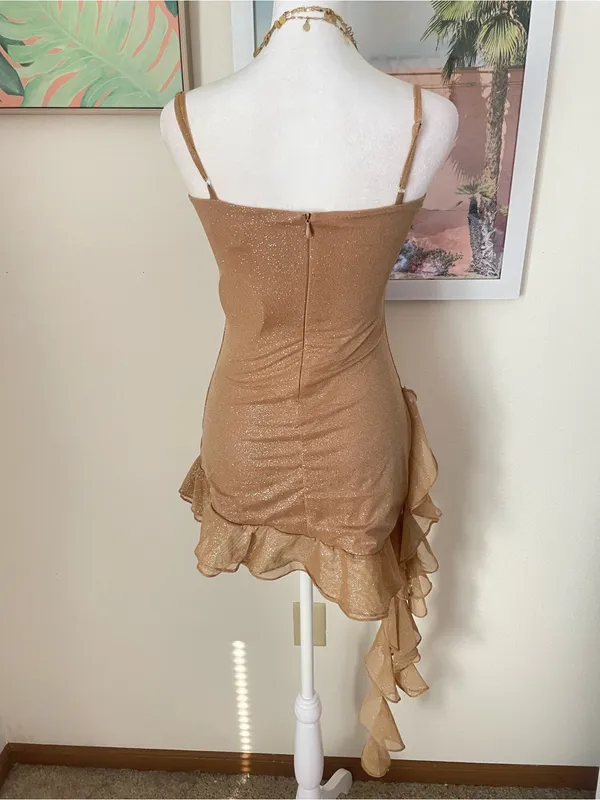 Babyboo Dixie Gold Sparkle Glitter Mini Dress in Small New *NO GLOVES* - Image 6