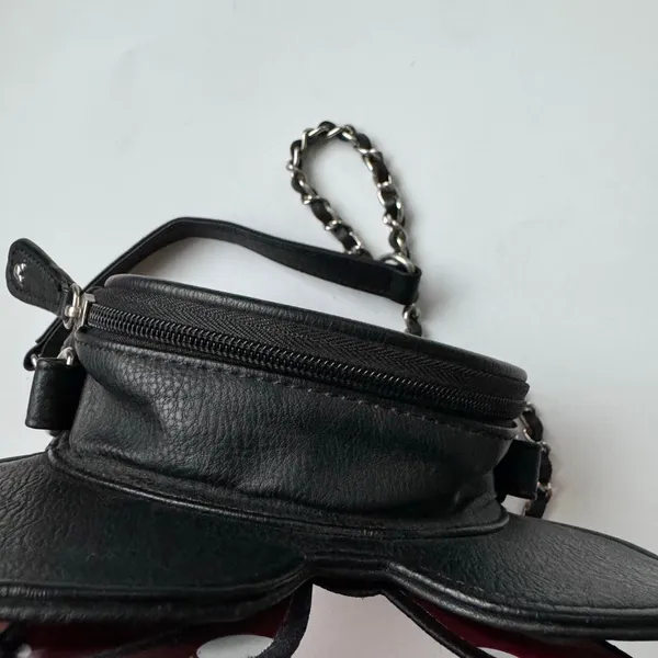 Disney Loungefly Minnie Mouse Ear Crossbody Bag Black Quilted Bow Chain Strap - Image 8