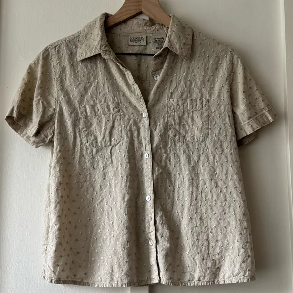 Classic Elements Petite Embroidered Button Up Top - Image 7