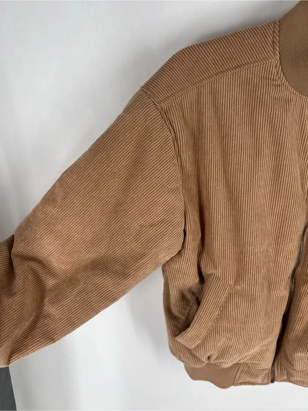 Thread & Supply Camel Corduroy‎ Bomber Jacket Size XS Tan - Image 3
