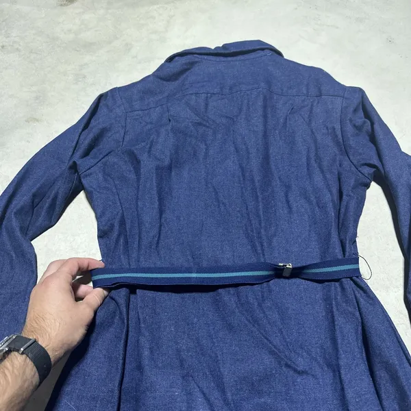 Vintage LL Bean Denim Jean Blue Shirt Dress Size 10 Women's Belted Button Down - Image 8