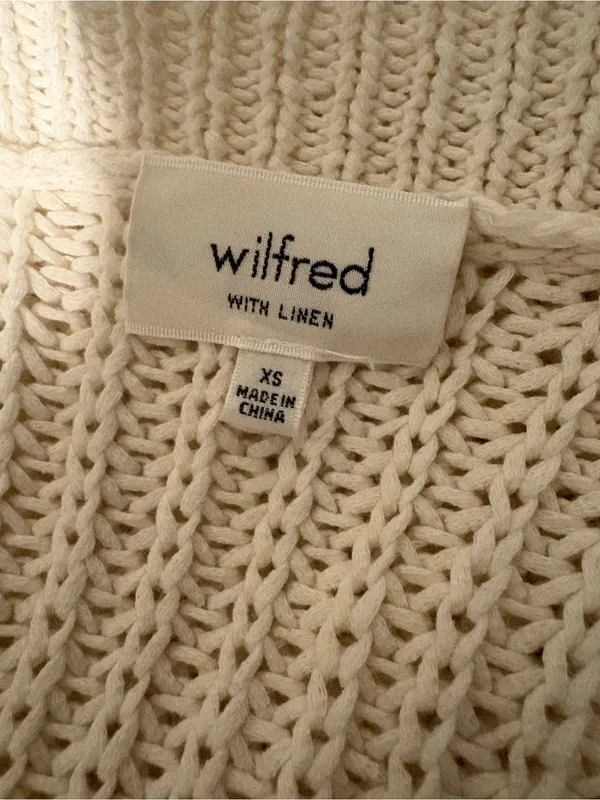 Wilfred Aritzia Linen Cotton Blend Cream Square-Neck Knitted Tank Top - Image 4