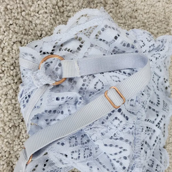Aerie Lace Bralette Womens S Blue Padded Adjustable Crossed Strap Lingerie Top - Image 5