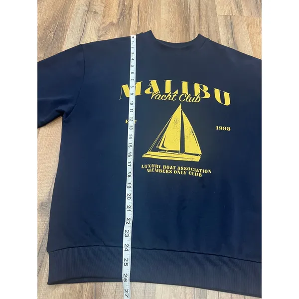 ASOS Malibu Yacht Club Graphic Sweatshirt XS Navy‎ - Image 9