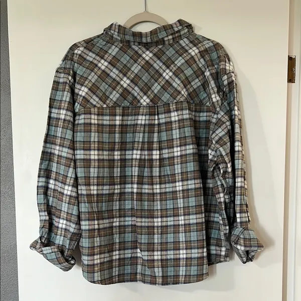 Alpine Design Blue and Brown Button Down Shirt Plaid Pattern - Image 5