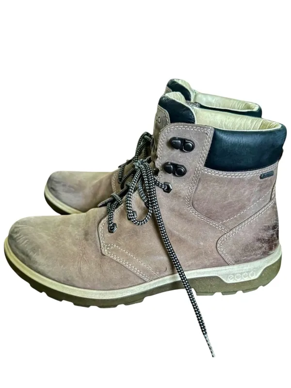 ECCO Gore-Tex Waterproof Hiking Boots Gray Leather Ankle Trail Shoes 41 US 10 - Image 2