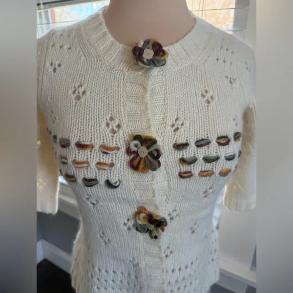 Anthropologie Field Flower Cottagecore‎ Cardigan Wool Blend Coquette Size XS - Image 2