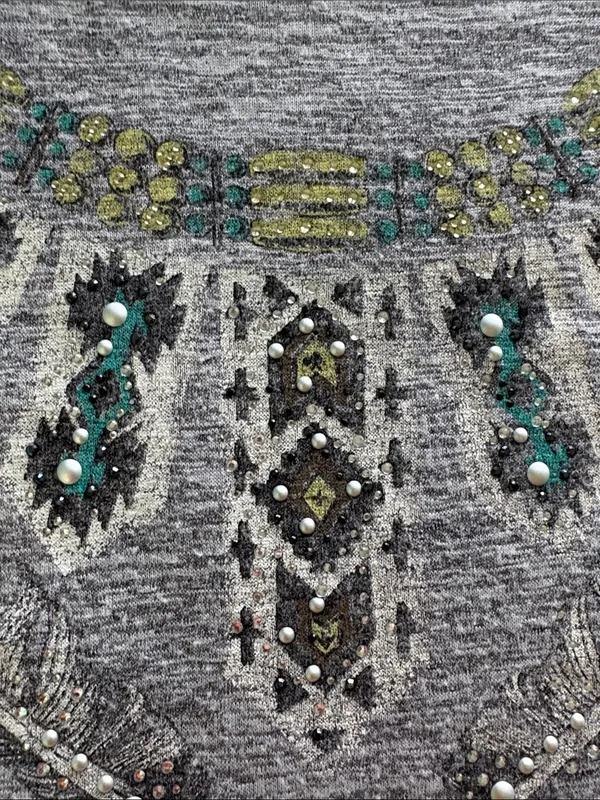 Miss Me Grey Short Sleeve Embellished Boho Tee - Image 11
