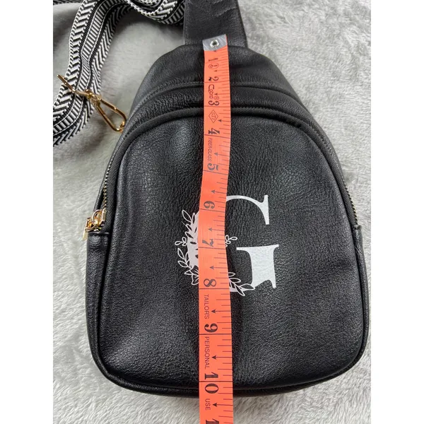 Black Monogram G Mini Backpack Sling Bag Hidden Zipper Compact Travel Pack Chic - Image 9