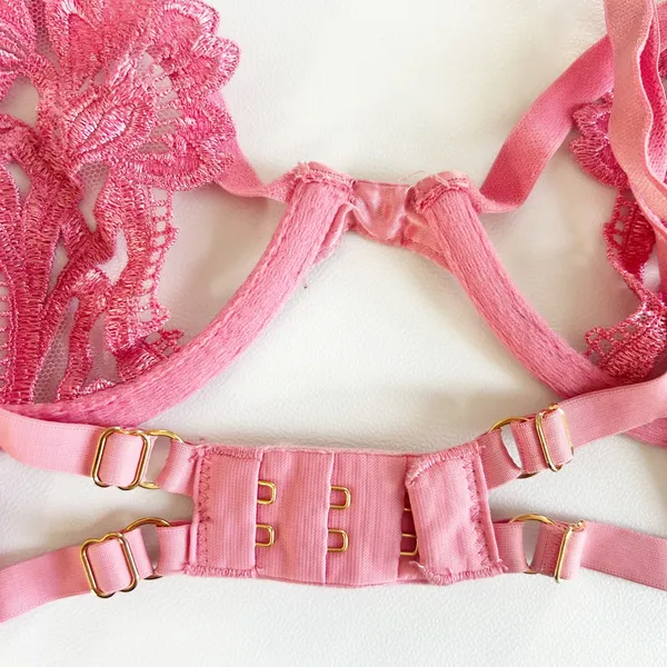Victoria's Secret Womens Pink Floral‎ Embroidered Strappy Very Sexy Demi Bra 34B - Image 5