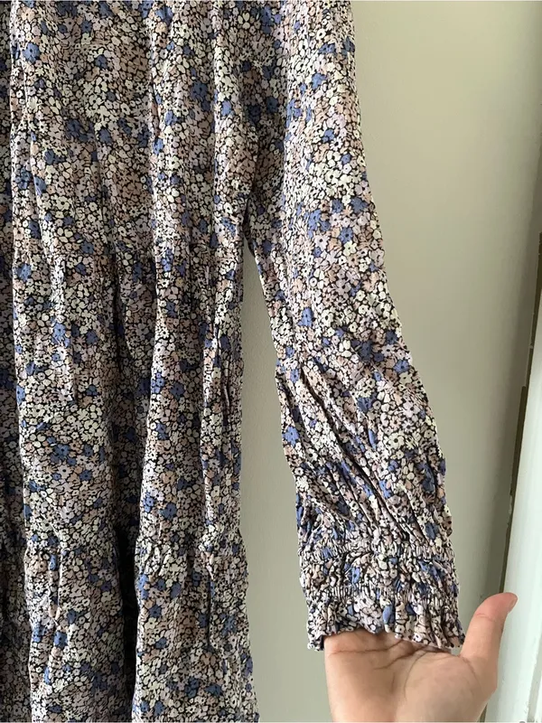 Universal Thread Pink Ditsy Floral Peasant Long Sleeve Mini Dress XS Cottagecore - Image 3