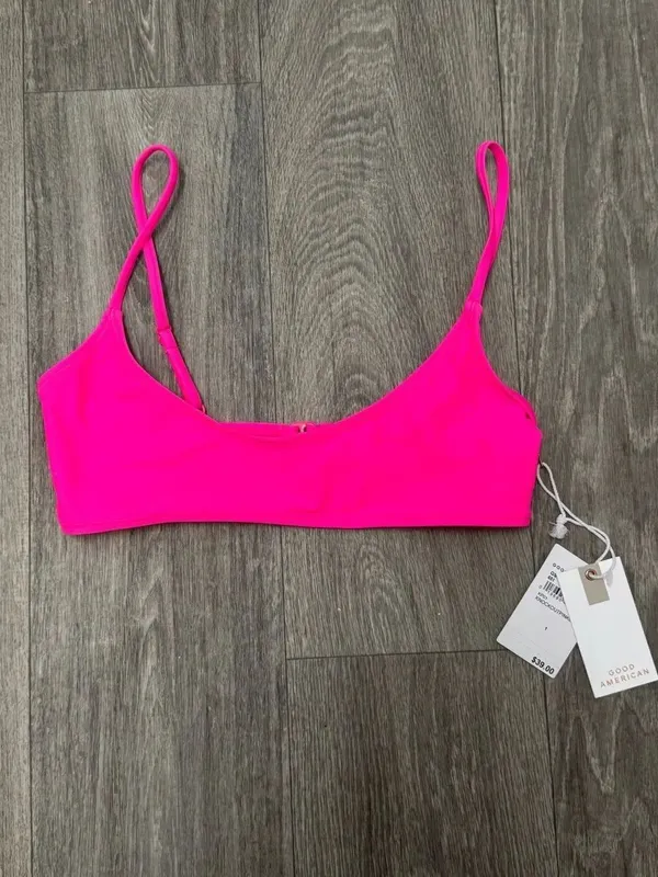 NEW Good American Deep Scoop Bikini Top Knockout Pink Women’s Small - Image 2