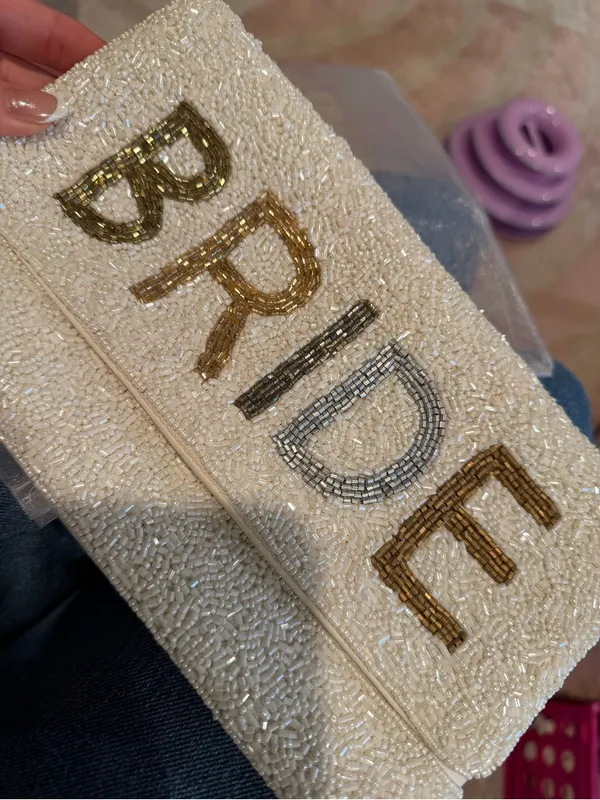 Bride Beaded White Clutch Bag - Image 6