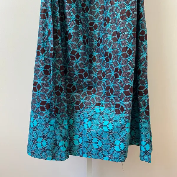 Saish Cotton Boho Beachy Relaxed Lagenlook Off Shoulder Maxi Dress Free Blue - Image 3