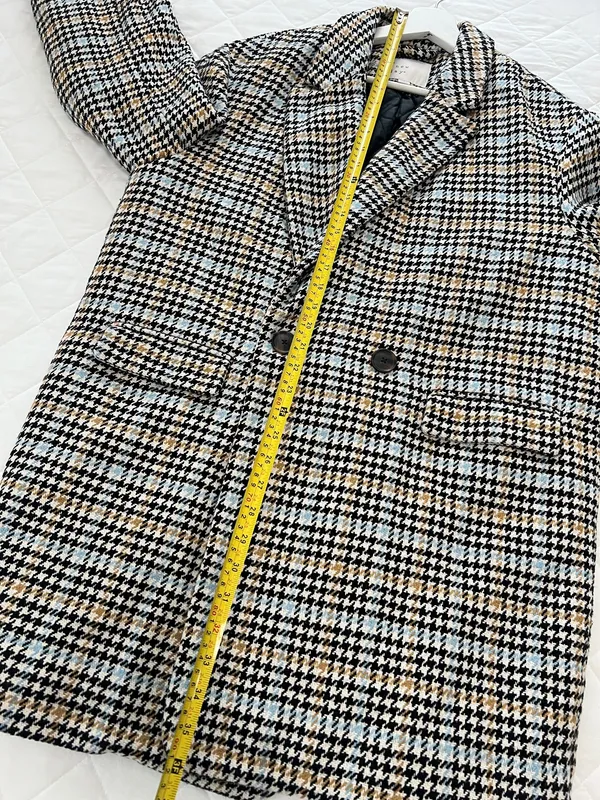 A New Day Houndstooth Plaid Coat L Double Breasted Preppy Academia Chic Blazer - Image 7