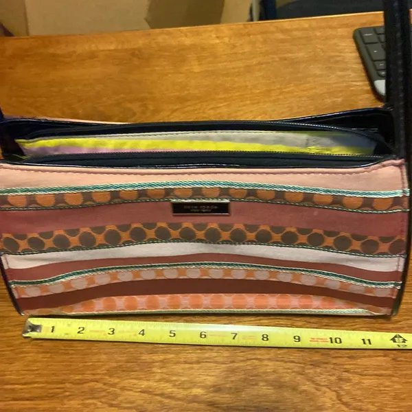 Vintage Kate Spade leather & clothe shoulder purse clutch bag - Image 11