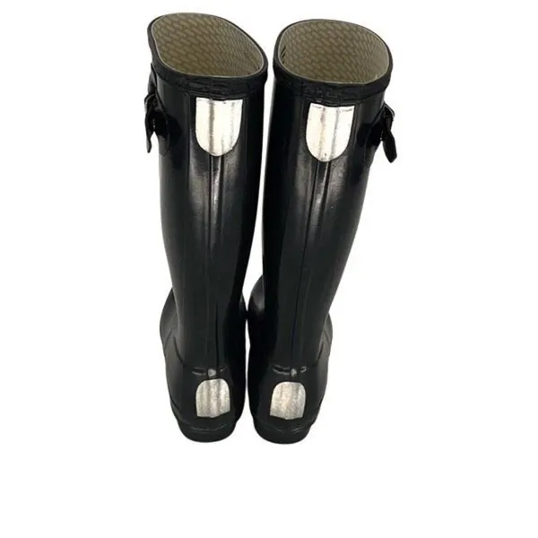 Hunter Womens Glossy Round Toe Slip‎ On Tall Rain Boots Black Size 4M/5F - Image 4