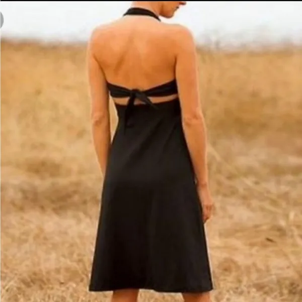 Dress XL Patagonia active halter knee length open tie back black stretch - Image 2