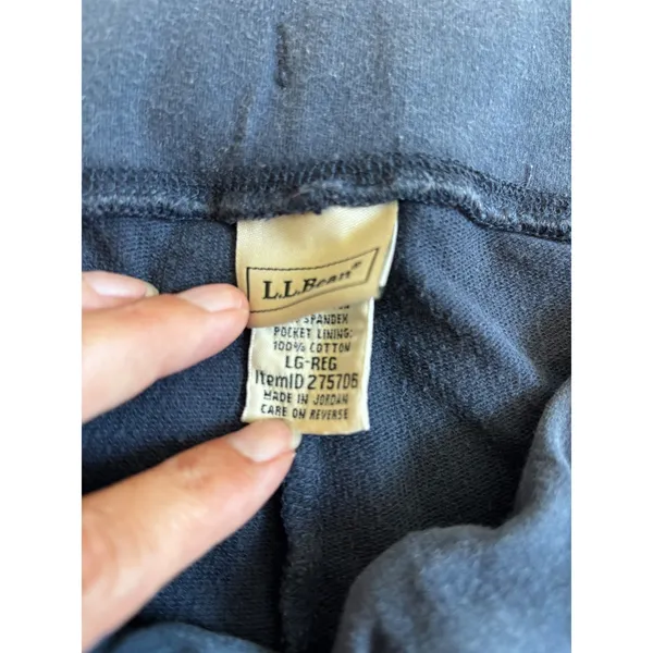 L.L. Bean Sweatpants Large Navy Blue Wide Leg Drawstring Loungewear 275705 - Image 3