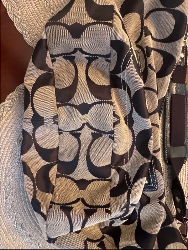Coach Canvas Hobo Shoulder Bag in Brown and Khaki - Image 3