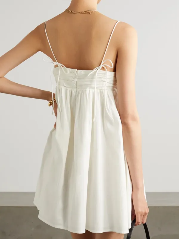 Reformation Catarina Dress White Ruched Babydoll Mini - Image 3