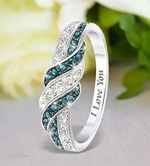 Gorgeous Stainless Steel “I Love You” Band with Zircon Diamonds Size 7 - Image 3