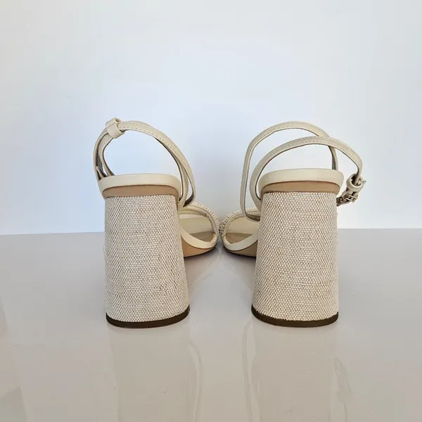 Sam Edelman Women's Ivory Kia Sandal Nappa Beaded Heels US 10‎ - Image 5