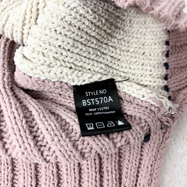 POL V-Neck Color Block Chunky Knitted Sweater Women’s‎ Size M - Image 13