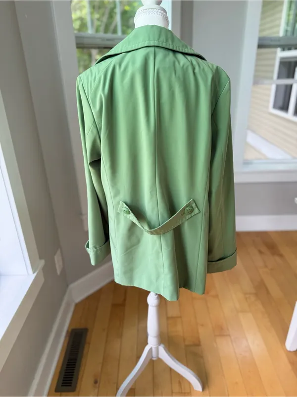 Croft & Barrow Light Green Short Trench Coat Size XL - Image 3