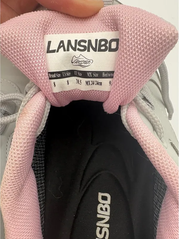 Lansnbo $55 Waterproof Woman’s 8 Gray and Pink Stylish Athletic Sneakers Comfort - Image 8