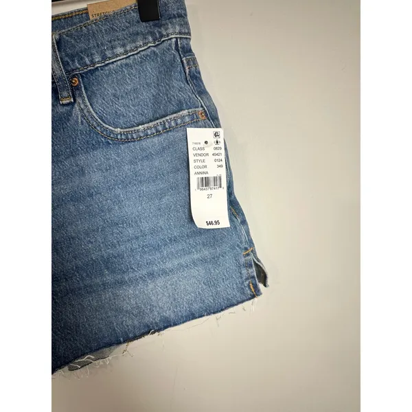 PacSun Stretch 70s Cut Off Denim Shorts Mid Rise Button Fly Blue Size 27 NEW - Image 2