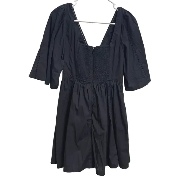 NWT Abercrombie Black Poplin Twist‎ Mini Dress Puff Sleeve Cottagecore Size M - Image 2