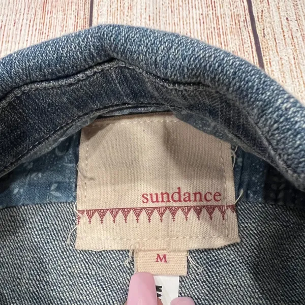 Sundance Women‎ Blue Denim Chore Jacket Mismatched Buttons Distressed Medium M - Image 4