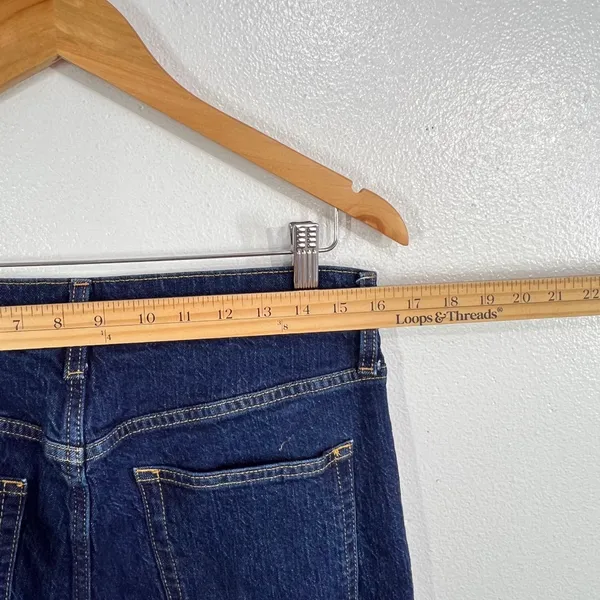 GAP Vintage Flare High Rise Jeans 31 12 Tall Dark Wash Rinsed Raw Hem‎ Stretch - Image 9