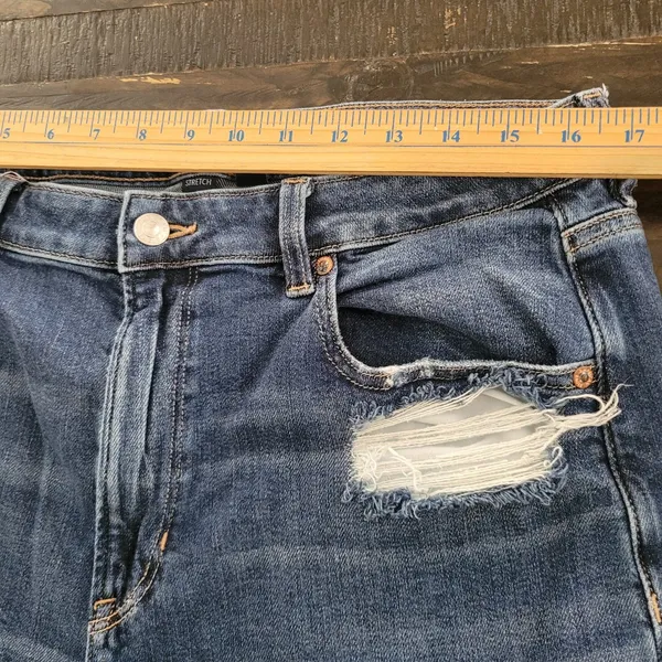 American Eagle Super High Rise Distressed Baggy Wide Leg Jeans Womens 14 Long - Image 5