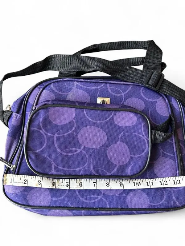Purple polka dot carry on luggage bag with small accessory bag - Image 3