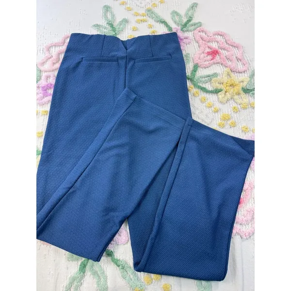Legacy XXS Blue Textured Jacquard Pull On High Rise Straight Leg‎ Pants A474586 - Image 8