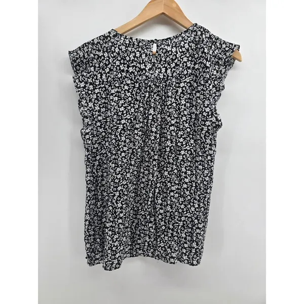 Savanna Jane Top Womens Large Floral Embroidered Sleeveless Black EUC - Image 3