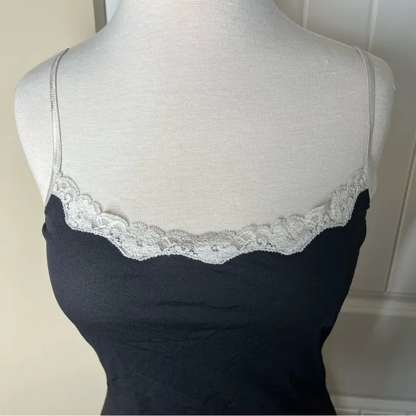 Black Lace Trim Cami Tank Top Womens Size XL Y2K Style Mesh Layering Whimsigoth - Image 6