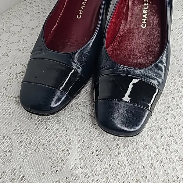 Charles Jourdan Paris VINTAGE blue leather slip on heels pumps sz 7.5 - Image 3