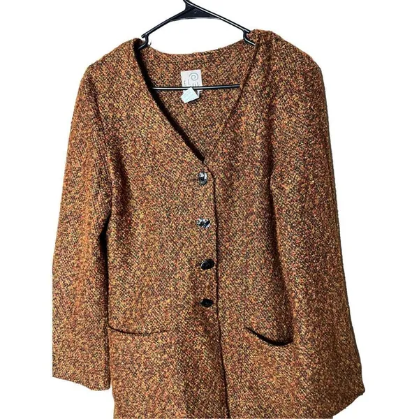 Vintage F.L Malik Tweed Long Line‎ Coat Size M - Image 2