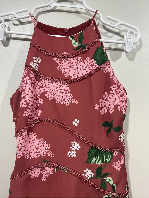 KEEPSAKE the Label Maroon Floral Halter Midi Dress Size XS - Image 2