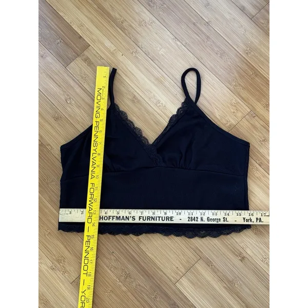 Black Lace Trim Cropped Cami Top (Women’s Size XL - Image 4