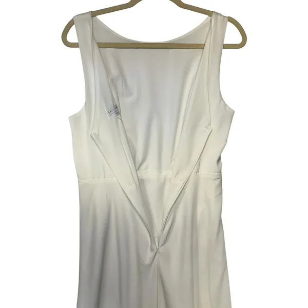 Baltic Born White Sleeveless Pleated Maxi‎ Dress Bridal Formal Gown Womens Sleek Old Money L - Image 7