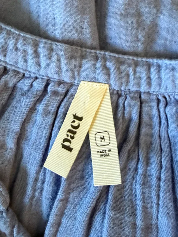 Pact - Coastal Double Gauze Throw-and-Go Dress Blue Organic Cotton Sz M - Image 6